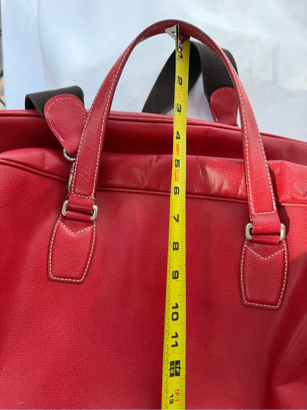 Vintage Ann Taylor Red Leather Duffle Bag Weekender CarryOn Travel Luggage AS IS - Picture 13 of 16